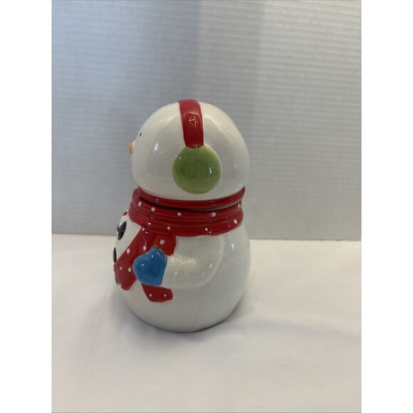 Boston Warehouse Trading Corp Ceramic Snowman Cookie Jar Medium Height 7” - Picture 3 of 16
